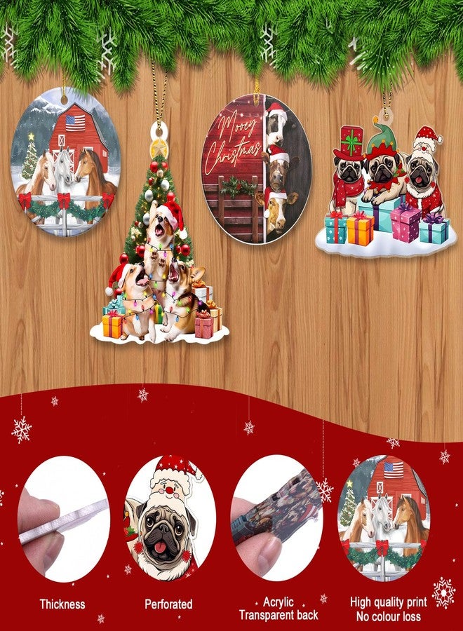 QETRABONE Farmhouse Christmas Ornaments 2025, Acrylic Christmas Horse Ornaments Pendant, Christma Decorations Indoor Outdoor Hanging Ornaments Holiday Wedding Party Decor Xmas Gift for Kids - Image 3